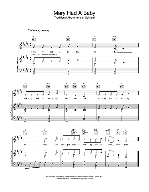 Learn to play Christmas Carol Mary Had A Baby sheet music for Piano & Vocal in minutes. Christmas Carol Mary Had A Baby sheet music notes and chords. Download Printable PDF.