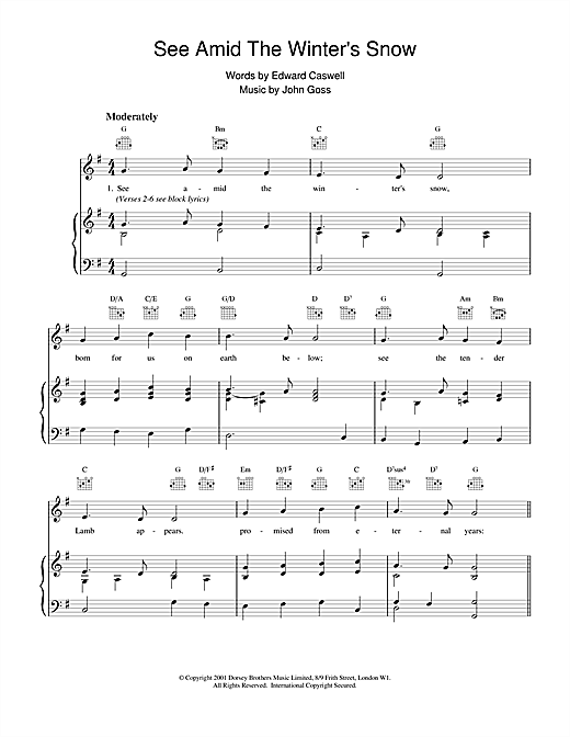 Learn to play Christmas Carol See Amid The Winter's Snow sheet music for Piano & Vocal in minutes. Christmas Carol See Amid The Winter's Snow sheet music notes and chords. Download Printable PDF.