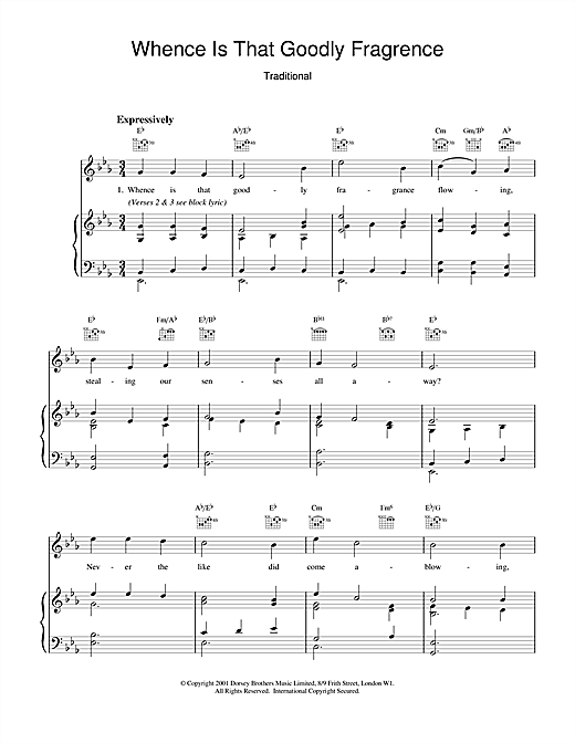 Learn to play Traditional Whence Is That Goodly Fragrance sheet music for Piano & Vocal in minutes. Traditional Whence Is That Goodly Fragrance sheet music notes and chords. Download Printable PDF.