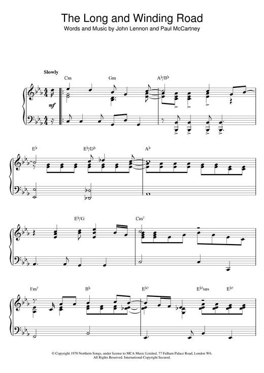 Learn to play The Beatles The Long And Winding Road sheet music for Piano in minutes. The Beatles The Long And Winding Road sheet music notes and chords. Download Printable PDF.