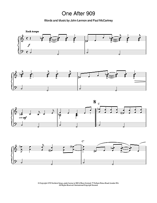 Learn to play The Beatles One After 909 sheet music for Piano in minutes. The Beatles One After 909 sheet music notes and chords. Download Printable PDF.
