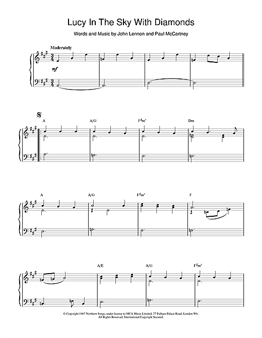 Learn to play The Beatles Lucy In The Sky With Diamonds sheet music for Piano in minutes. The Beatles Lucy In The Sky With Diamonds sheet music notes and chords. Download Printable PDF.