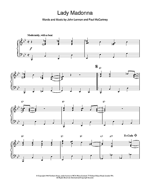 Learn to play The Beatles Lady Madonna sheet music for Piano in minutes. The Beatles Lady Madonna sheet music notes and chords. Download Printable PDF.