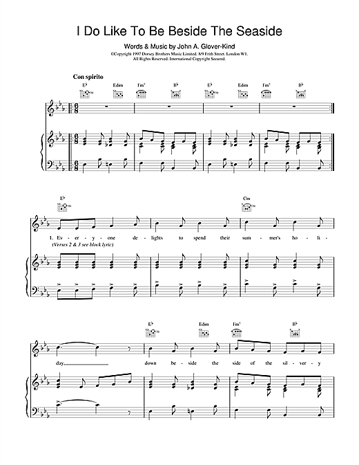 Learn to play John Glover-Kind I Do Like To Be Beside The Seaside sheet music for Piano, Vocal & Guitar (Right-Hand Melody) in minutes. John Glover-Kind I Do Like To Be Beside The Seaside sheet music notes and chords. Download Printable PDF.