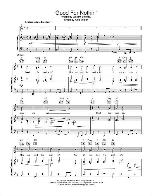 Learn to play William; Wilder, Alec Engvick Good For Nothin' sheet music for Piano, Vocal & Guitar (Right-Hand Melody) in minutes. William; Wilder, Alec Engvick Good For Nothin' sheet music notes and chords. Download Printable PDF.