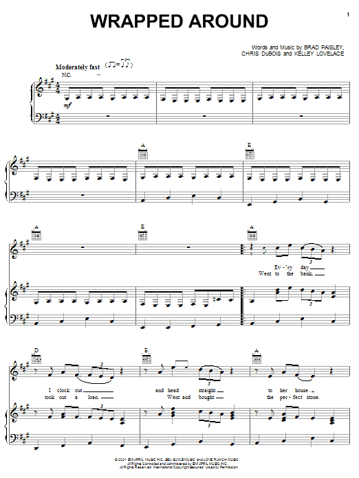Learn to play Brad Paisley Wrapped Around sheet music for Piano, Vocal & Guitar (Right-Hand Melody) in minutes. Brad Paisley Wrapped Around sheet music notes and chords. Download Printable PDF.
