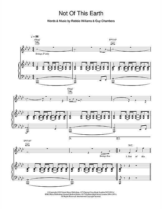 Learn to play Robbie Williams Not Of This Earth sheet music for Piano, Vocal & Guitar in minutes. Robbie Williams Not Of This Earth sheet music notes and chords. Download Printable PDF.