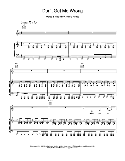 Learn to play The Pretenders Don't Get Me Wrong sheet music for Piano, Vocal & Guitar in minutes. The Pretenders Don't Get Me Wrong sheet music notes and chords. Download Printable PDF.