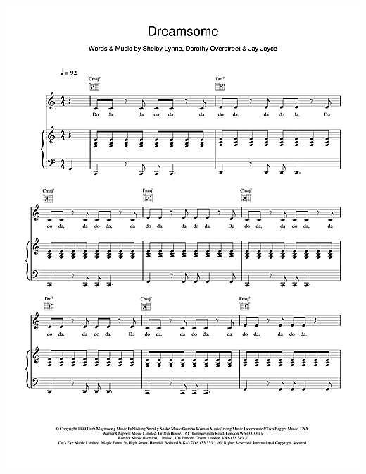 Learn to play Shelby Lynne Dreamsome (from Bridget Jones's Diary) sheet music for Piano, Vocal & Guitar in minutes. Shelby Lynne Dreamsome (from Bridget Jones's Diary) sheet music notes and chords. Download Printable PDF.