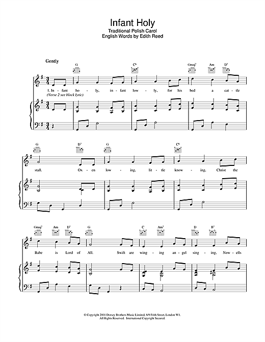Learn to play Christmas Carol Infant Holy sheet music for Piano & Vocal in minutes. Christmas Carol Infant Holy sheet music notes and chords. Download Printable PDF.