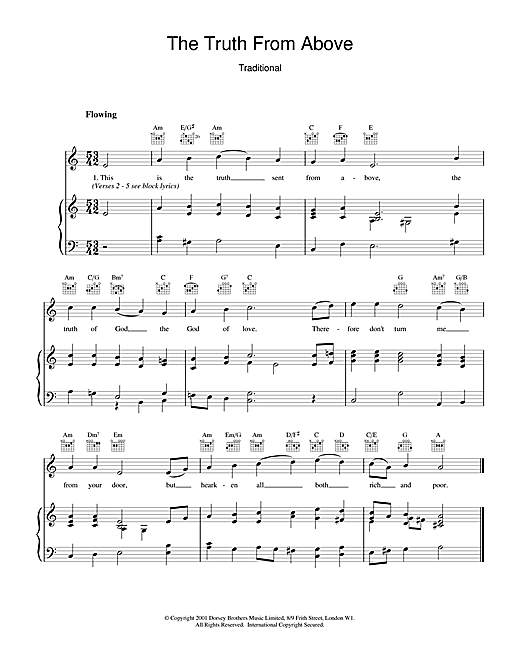 Learn to play Christmas Carol The Truth From Above sheet music for Piano & Vocal in minutes. Christmas Carol The Truth From Above sheet music notes and chords. Download Printable PDF.
