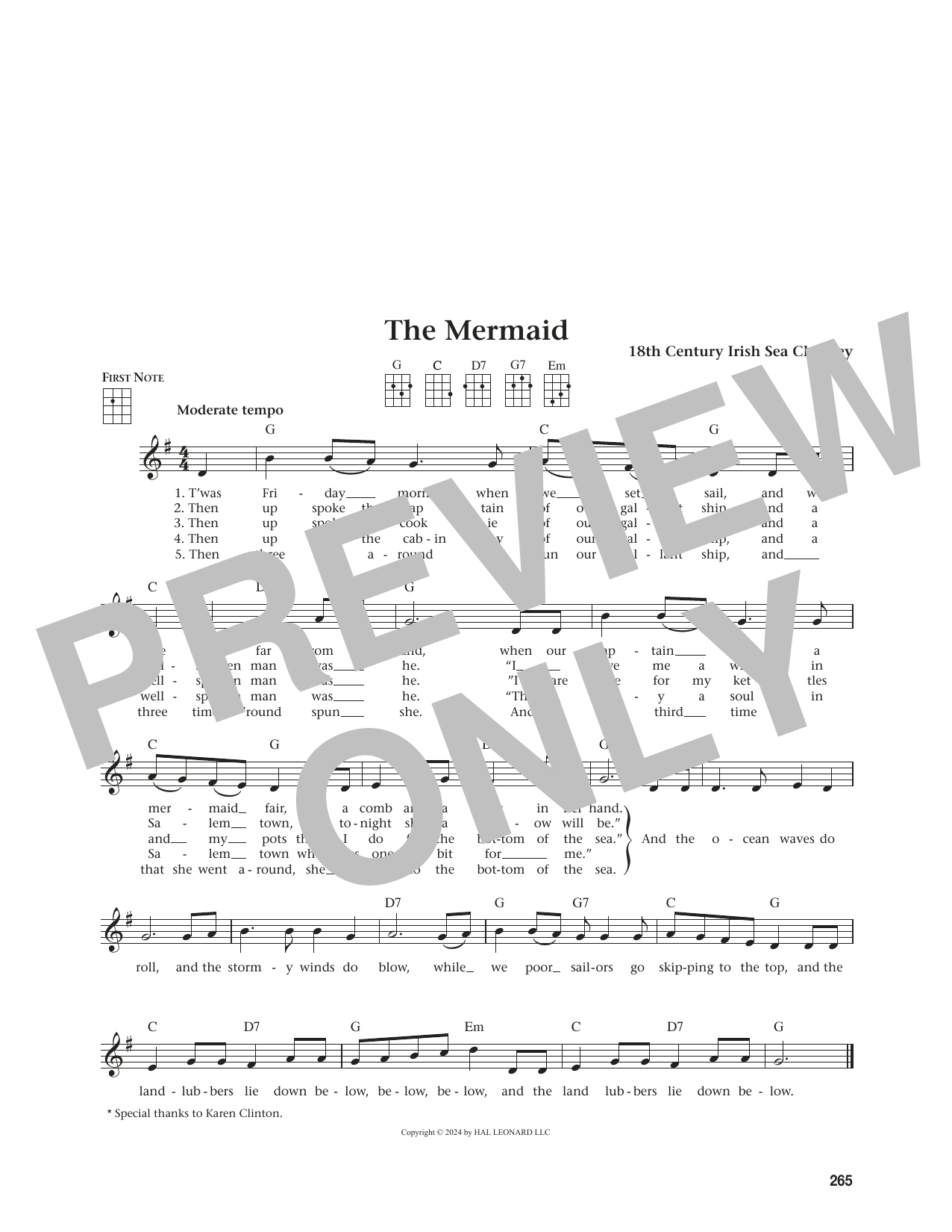 Download 18th Century Sea Chantey The Mermaid (from The Daily Ukulele) (arr. Jim Beloff) Sheet Music and learn how to play Ukulele PDF digital score in minutes