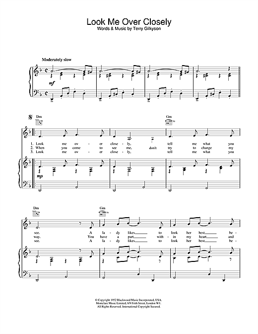 Learn to play Marlene Dietrich Look Me Over Closely sheet music for Piano, Vocal & Guitar (Right-Hand Melody) in minutes. Marlene Dietrich Look Me Over Closely sheet music notes and chords. Download Printable PDF.