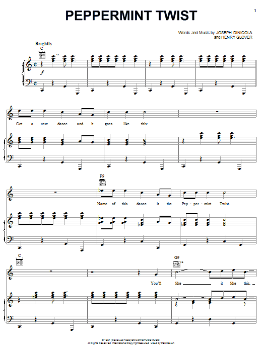 Learn to play Joey Dee & The Starliters Peppermint Twist sheet music for Piano, Vocal & Guitar (Right-Hand Melody) in minutes. Joey Dee & The Starliters Peppermint Twist sheet music notes and chords. Download Printable PDF.