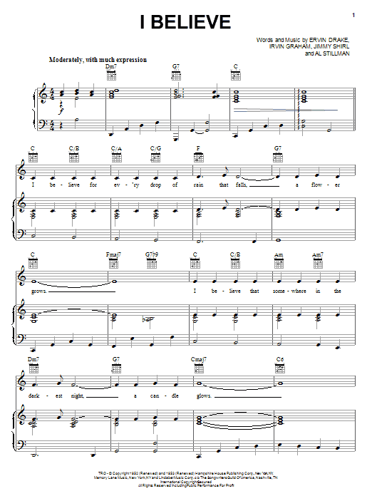 Learn to play Elvis Presley I Believe sheet music for Piano, Vocal & Guitar (Right-Hand Melody) in minutes. Elvis Presley I Believe sheet music notes and chords. Download Printable PDF.