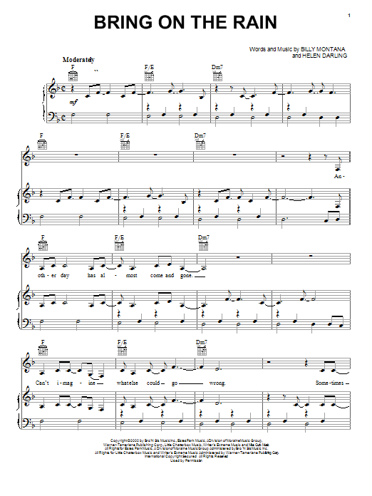 Learn to play Jo Dee Messina Bring On The Rain sheet music for Piano, Vocal & Guitar (Right-Hand Melody) in minutes. Jo Dee Messina Bring On The Rain sheet music notes and chords. Download Printable PDF.