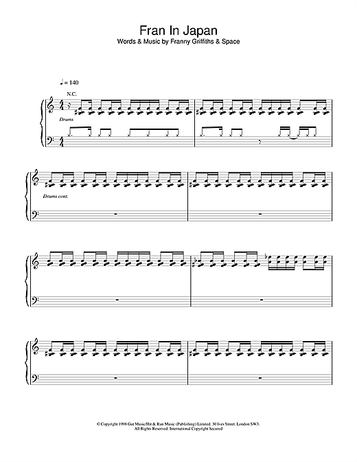 Learn to play Space Fran In Japan sheet music for Piano, Vocal & Guitar (Right-Hand Melody) in minutes. Space Fran In Japan sheet music notes and chords. Download Printable PDF.