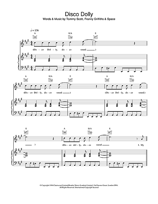 Learn to play Space Disco Dolly sheet music for Piano, Vocal & Guitar in minutes. Space Disco Dolly sheet music notes and chords. Download Printable PDF.