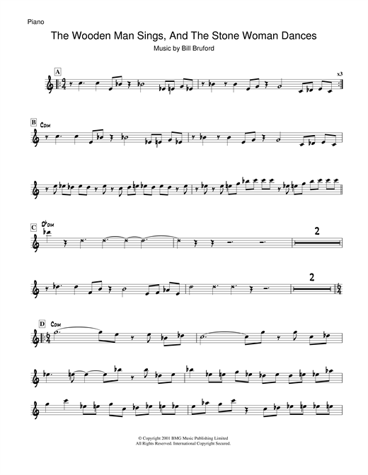 Learn to play Bill Bruford The Wooden Man Sings And The Stone Woman Dances sheet music for Piano in minutes. Bill Bruford The Wooden Man Sings And The Stone Woman Dances sheet music notes and chords. Download Printable PDF.