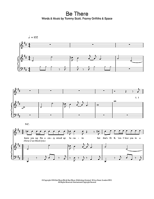 Learn to play Space Be There sheet music for Piano, Vocal & Guitar in minutes. Space Be There sheet music notes and chords. Download Printable PDF.