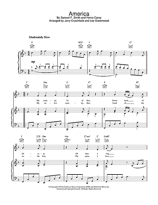 Learn to play Lee Greenwood America sheet music for Piano, Vocal & Guitar (Right-Hand Melody) in minutes. Lee Greenwood America sheet music notes and chords. Download Printable PDF.