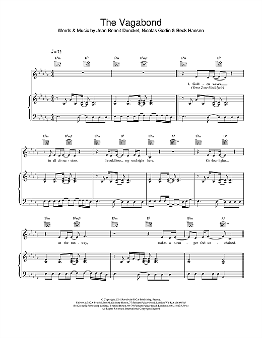 Learn to play Air The Vagabond sheet music for Piano, Vocal & Guitar in minutes. Air The Vagabond sheet music notes and chords. Download Printable PDF.