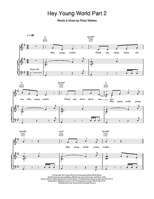 Learn to play Macy Gray Hey Young World Part 2 sheet music for Piano, Vocal & Guitar in minutes. Macy Gray Hey Young World Part 2 sheet music notes and chords. Download Printable PDF.