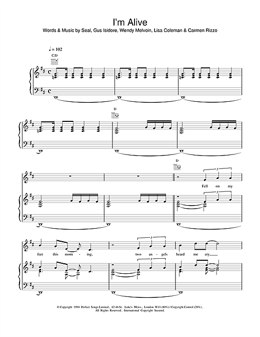 Learn to play Seal I'm Alive sheet music for Piano, Vocal & Guitar (Right-Hand Melody) in minutes. Seal I'm Alive sheet music notes and chords. Download Printable PDF.