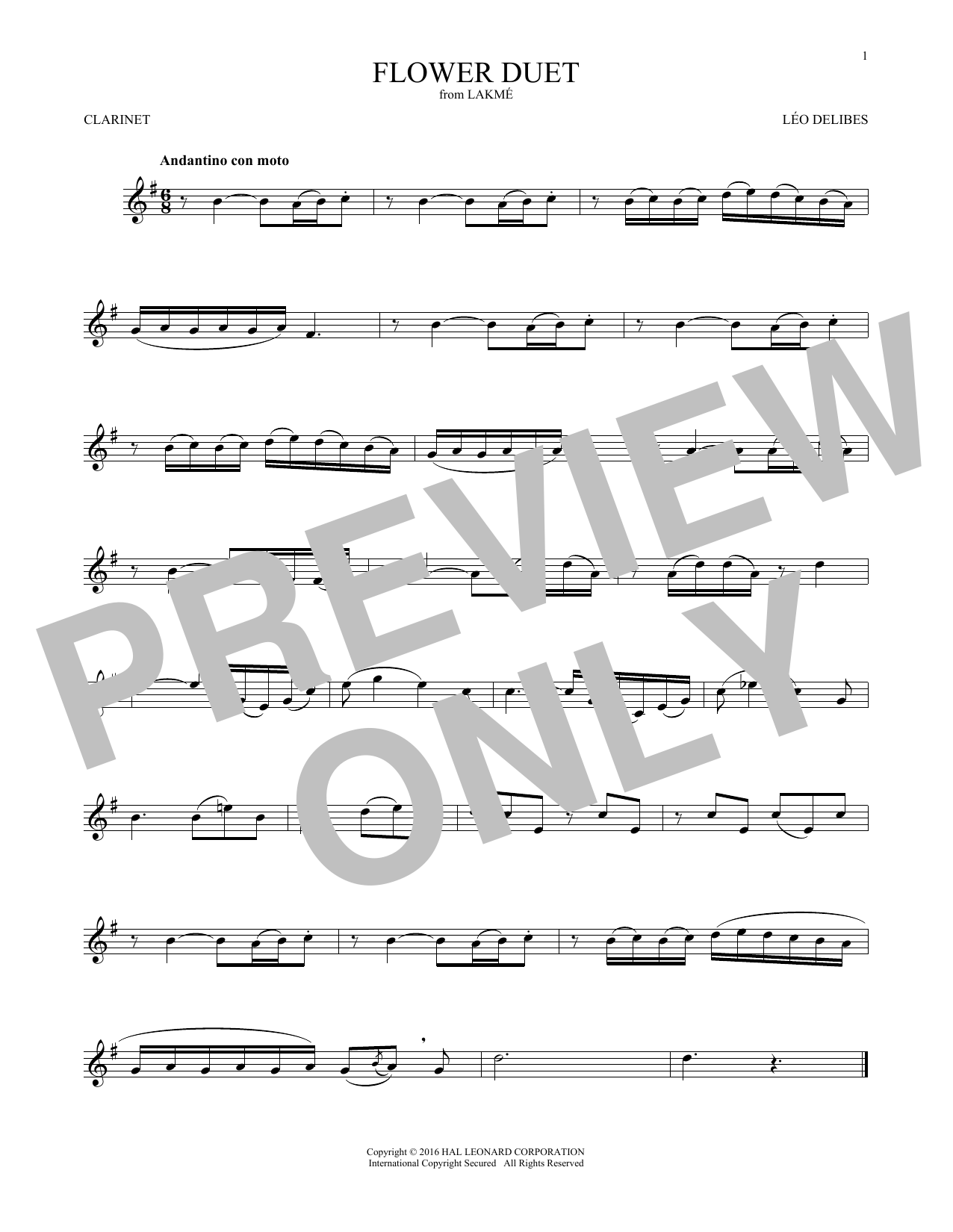 Learn to play Leo Delibes Flower Duet sheet music for Clarinet in minutes. Leo Delibes Flower Duet sheet music notes and chords. Download Printable PDF.