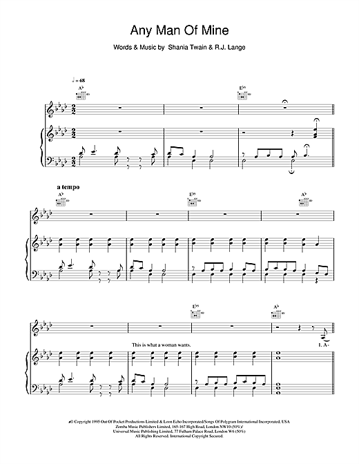 Learn to play Shania Twain Any Man Of Mine sheet music for Piano, Vocal & Guitar in minutes. Shania Twain Any Man Of Mine sheet music notes and chords. Download Printable PDF.