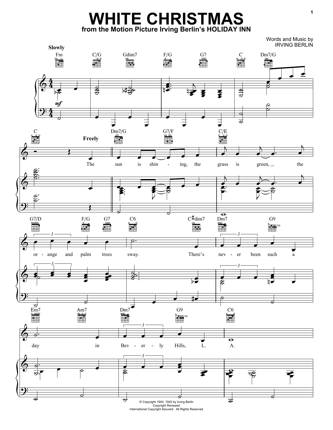 Learn to play Irving Berlin White Christmas sheet music for Piano, Vocal & Guitar (Right-Hand Melody) in minutes. Irving Berlin White Christmas sheet music notes and chords. Download Printable PDF.
