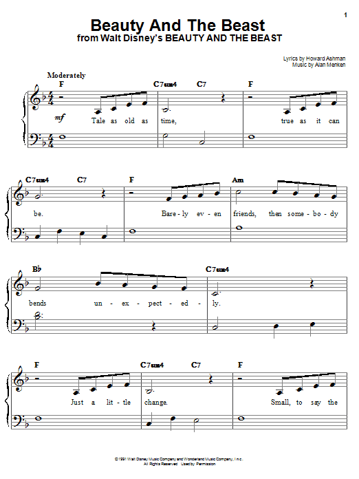 Learn to play Celine Dion & Peabo Bryson Beauty And The Beast sheet music for Easy Piano in minutes. Celine Dion & Peabo Bryson Beauty And The Beast sheet music notes and chords. Download Printable PDF.
