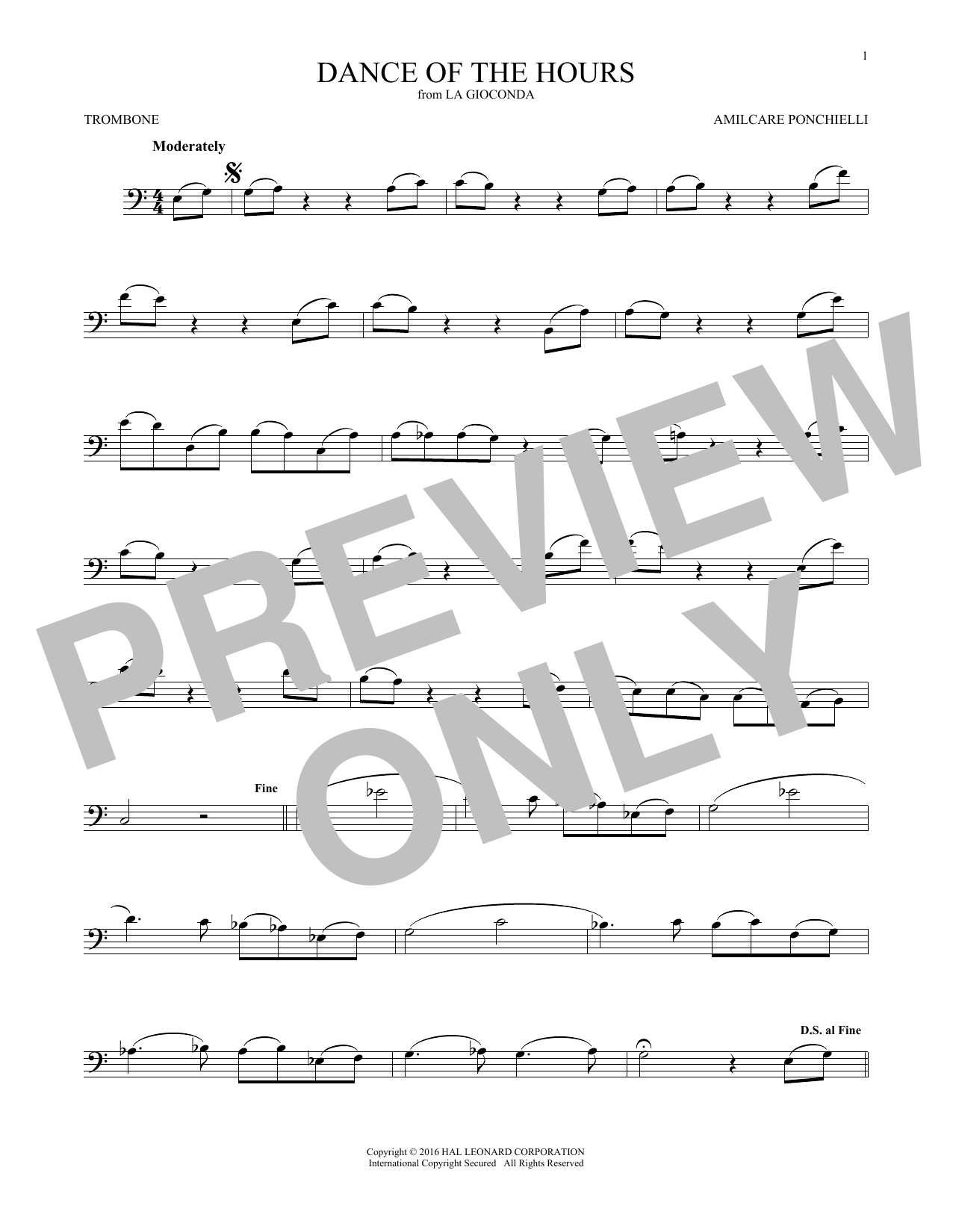 Learn to play A. Ponchielli Dance Of The Hours sheet music for Trombone in minutes. A. Ponchielli Dance Of The Hours sheet music notes and chords. Download Printable PDF.