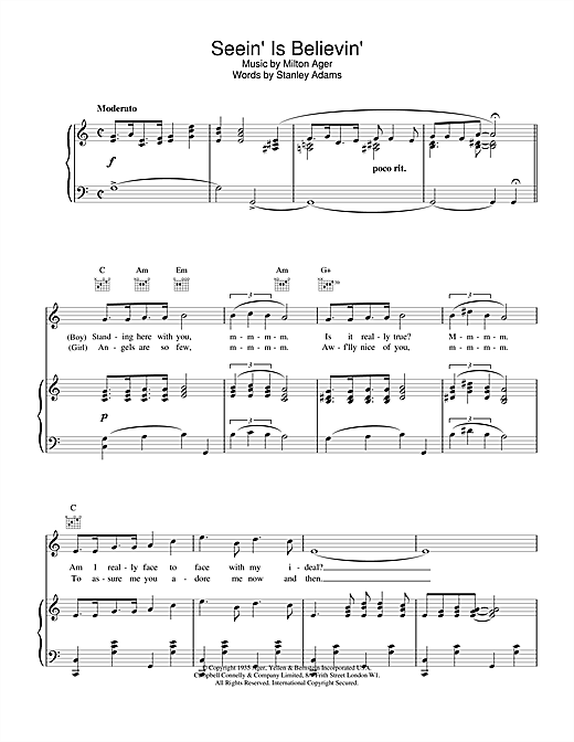 Learn to play Lew Stone Seein' Is Believin' sheet music for Piano, Vocal & Guitar (Right-Hand Melody) in minutes. Lew Stone Seein' Is Believin' sheet music notes and chords. Download Printable PDF.