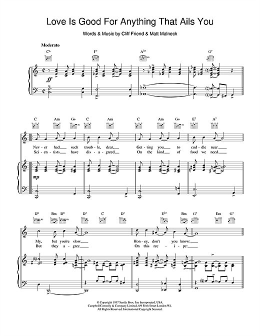 Learn to play Artie Shaw Love Is Good For Anything That Ails You sheet music for Piano, Vocal & Guitar (Right-Hand Melody) in minutes. Artie Shaw Love Is Good For Anything That Ails You sheet music notes and chords. Download Printable PDF.