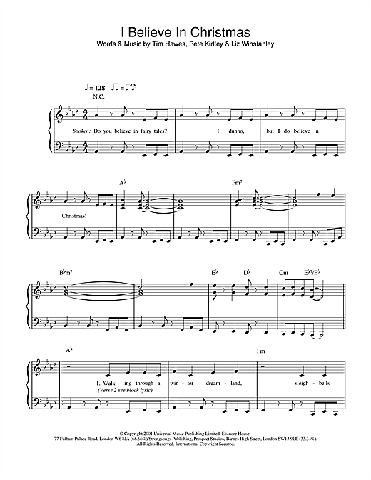 Learn to play The Tweenies I Believe In Christmas sheet music for Piano, Vocal & Guitar (Right-Hand Melody) in minutes. The Tweenies I Believe In Christmas sheet music notes and chords. Download Printable PDF.