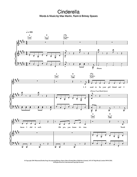 Learn to play Britney Spears Cinderella sheet music for Piano, Vocal & Guitar in minutes. Britney Spears Cinderella sheet music notes and chords. Download Printable PDF.