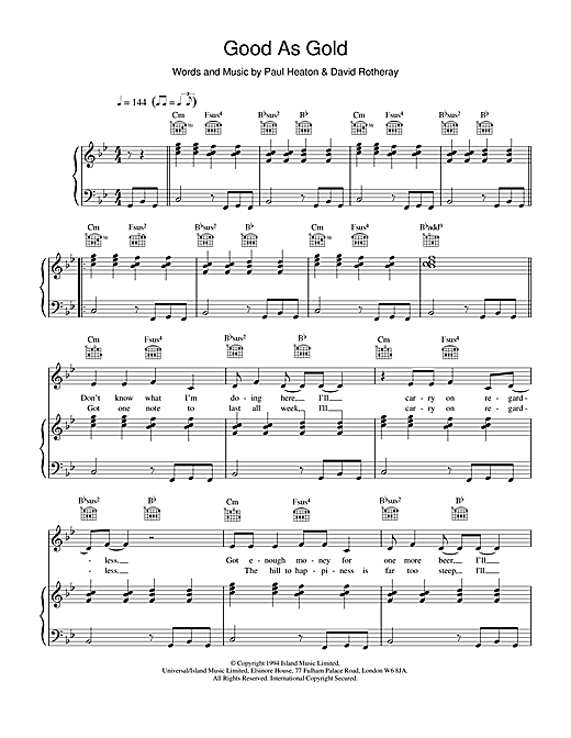 Learn to play The Beautiful South Good As Gold (Stupid As Mud) sheet music for Piano, Vocal & Guitar in minutes. The Beautiful South Good As Gold (Stupid As Mud) sheet music notes and chords. Download Printable PDF.
