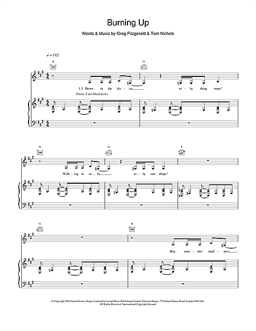Learn to play Kylie Minogue Burning Up sheet music for Piano, Vocal & Guitar in minutes. Kylie Minogue Burning Up sheet music notes and chords. Download Printable PDF.