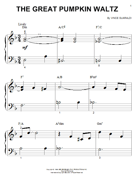 Learn to play Vince Guaraldi The Great Pumpkin Waltz sheet music for Piano (Big Notes) in minutes. Vince Guaraldi The Great Pumpkin Waltz sheet music notes and chords. Download Printable PDF.