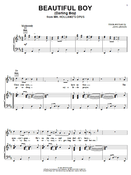 Learn to play John Lennon Beautiful Boy (Darling Boy) sheet music for Piano, Vocal & Guitar (Right-Hand Melody) in minutes. John Lennon Beautiful Boy (Darling Boy) sheet music notes and chords. Download Printable PDF.