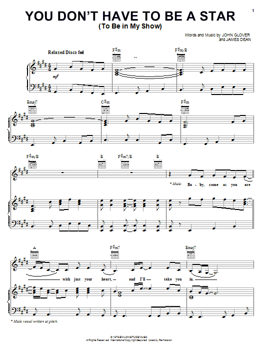 Learn to play Marilyn McCoo & Billy Davis, Jr. You Don't Have To Be A Star (To Be In My Show) sheet music for Piano, Vocal & Guitar (Right-Hand Melody) in minutes. Marilyn McCoo & Billy Davis, Jr. You Don't Have To Be A Star (To Be In My Show) sheet music notes and chords. Download Printable PDF.