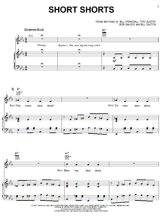 Learn to play The Royal Teens Short Shorts sheet music for Piano, Vocal & Guitar (Right-Hand Melody) in minutes. The Royal Teens Short Shorts sheet music notes and chords. Download Printable PDF.