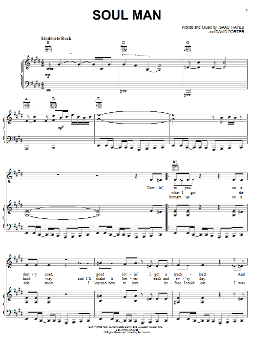 Learn to play Sam & Dave Soul Man sheet music for Piano, Vocal & Guitar (Right-Hand Melody) in minutes. Sam & Dave Soul Man sheet music notes and chords. Download Printable PDF.