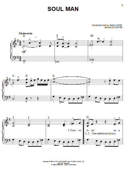 Learn to play Sam & Dave Soul Man sheet music for Easy Piano in minutes. Sam & Dave Soul Man sheet music notes and chords. Download Printable PDF.