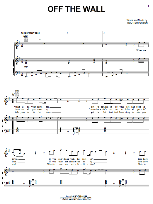 Learn to play Michael Jackson Off The Wall sheet music for Piano, Vocal & Guitar (Right-Hand Melody) in minutes. Michael Jackson Off The Wall sheet music notes and chords. Download Printable PDF.