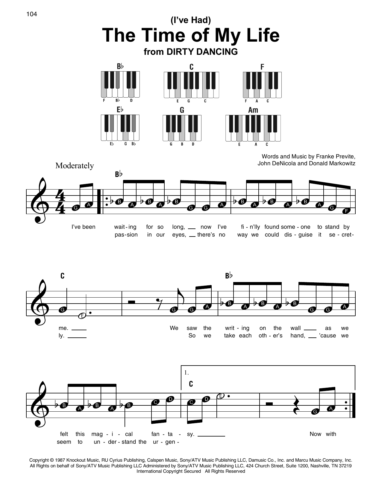 Learn to play Bill Medley & Jennifer Warnes (I've Had) The Time Of My Life sheet music for Super Easy Piano in minutes. Bill Medley & Jennifer Warnes (I've Had) The Time Of My Life sheet music notes and chords. Download Printable PDF.