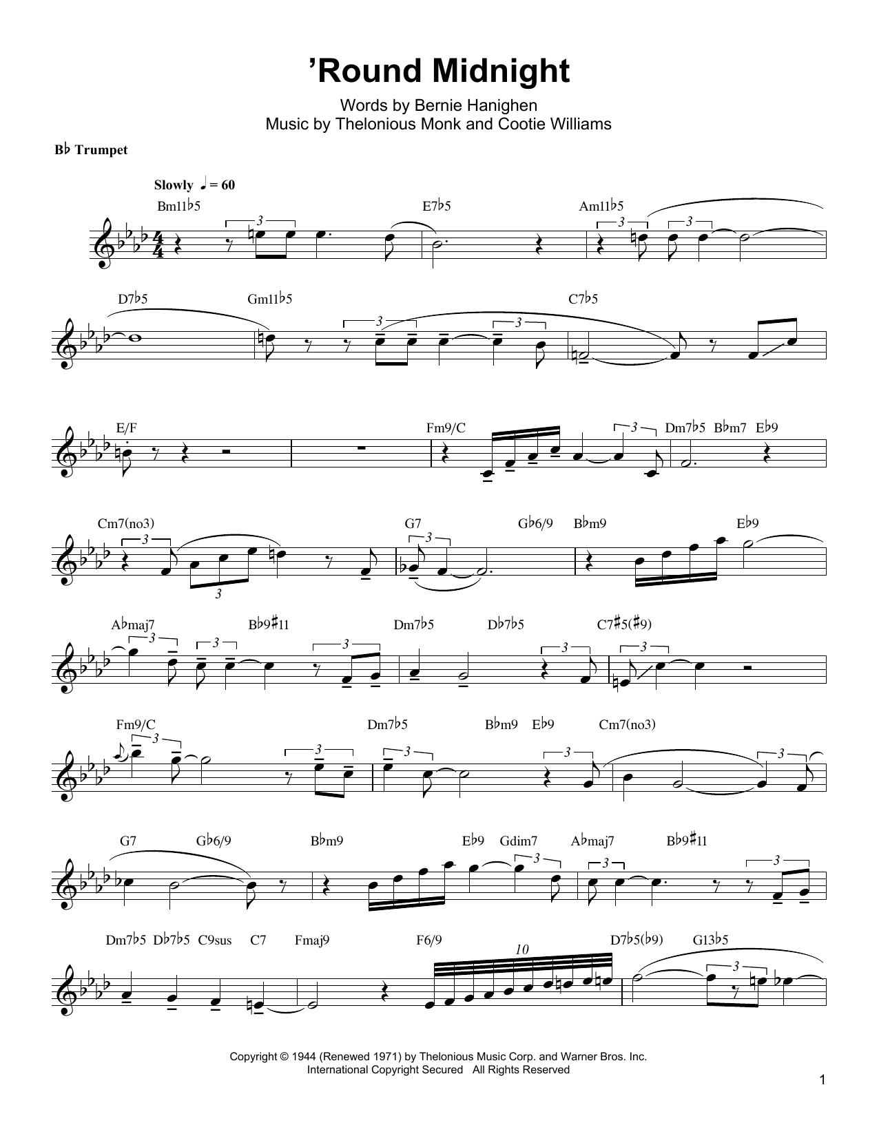 Learn to play Arturo Sandoval 'Round Midnight sheet music for Trumpet Transcription in minutes. Arturo Sandoval 'Round Midnight sheet music notes and chords. Download Printable PDF.