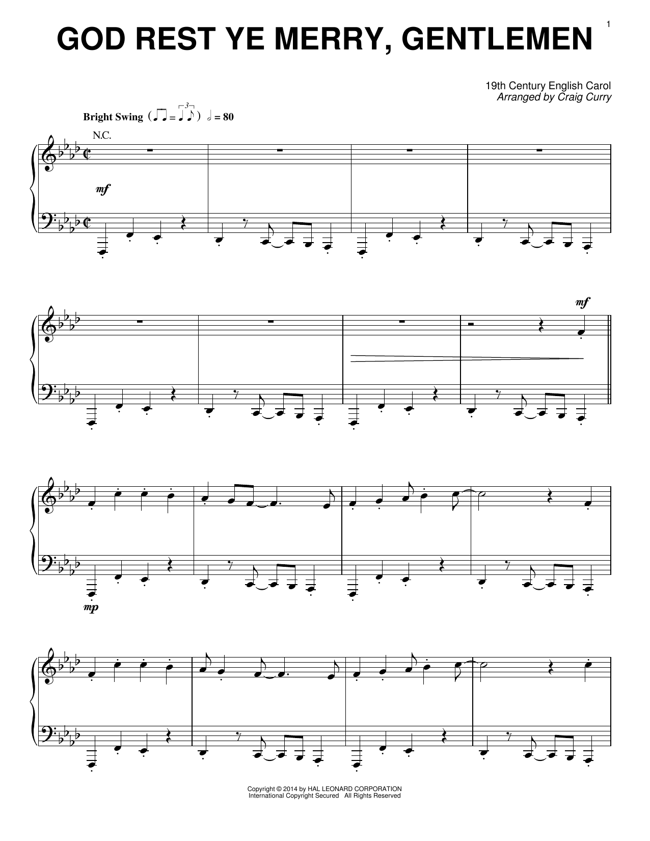 Download Craig Curry God Rest Ye Merry, Gentlemen Sheet Music and learn how to play Piano PDF digital score in minutes