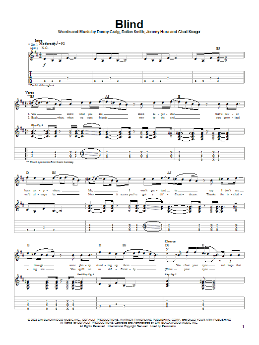 Learn to play Default Blind sheet music for Guitar Tab in minutes. Default Blind sheet music notes and chords. Download Printable PDF.